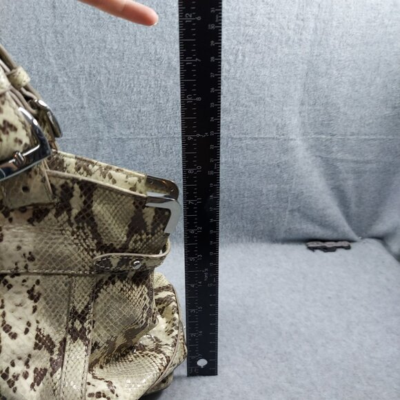 Kooba Python Print  Leather Tote Handbag With Dual Handles & Metal Accents New - Picture 5 of 9